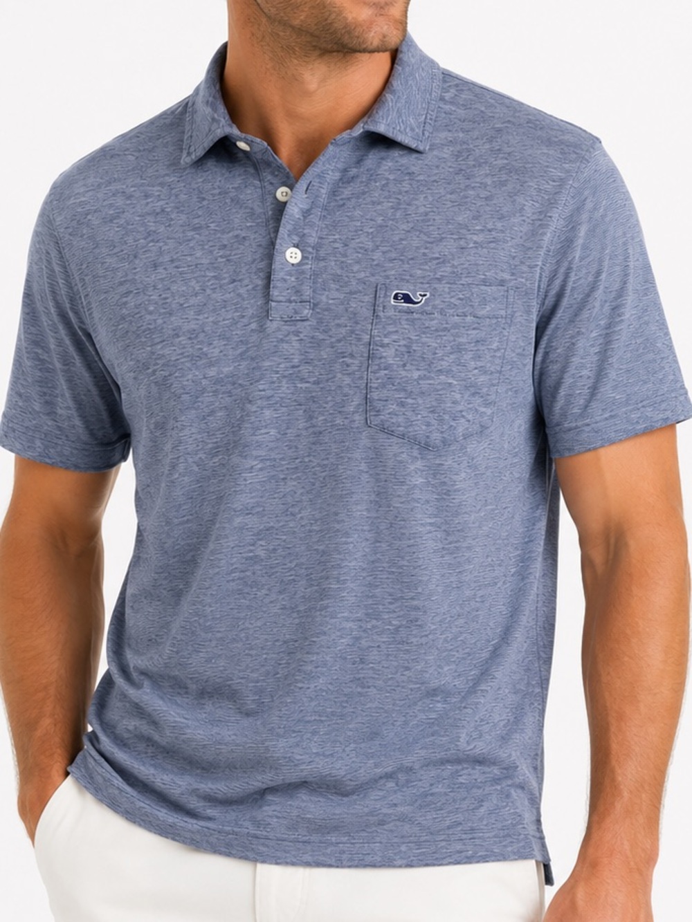 Vineyard Vines Edgartown Polo Men’s Medium Blue Heather Performance Polo Shirt